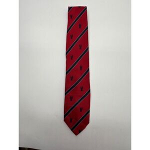 Prince Consort Golden Clasp Mens Red Navy Striped Eagle Necktie Made in USA